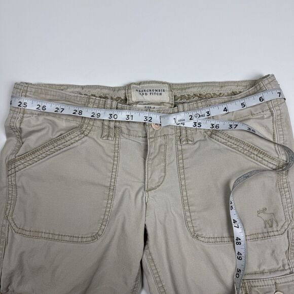 Y2K Abercrombie & Fitch  Khaki Ultra Low Rise  Prep Preppy Cargo Pants, Sz. 2 - Picture 15 of 16